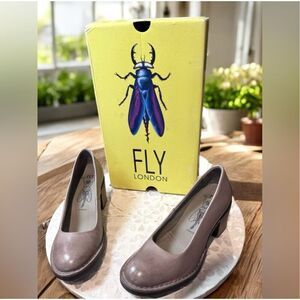 FLY LONDON BERY104FLY Leather Slip On Heel Pump Womens Size 38 EU